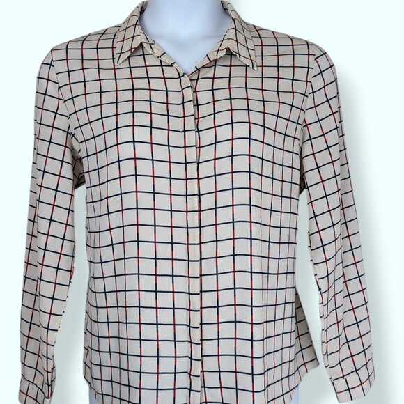 (2/$20) Splash Red & Blue Line Blouse - Picture 1 of 8